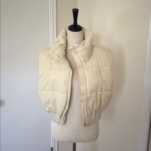 Cropped Cream Puffer Vest